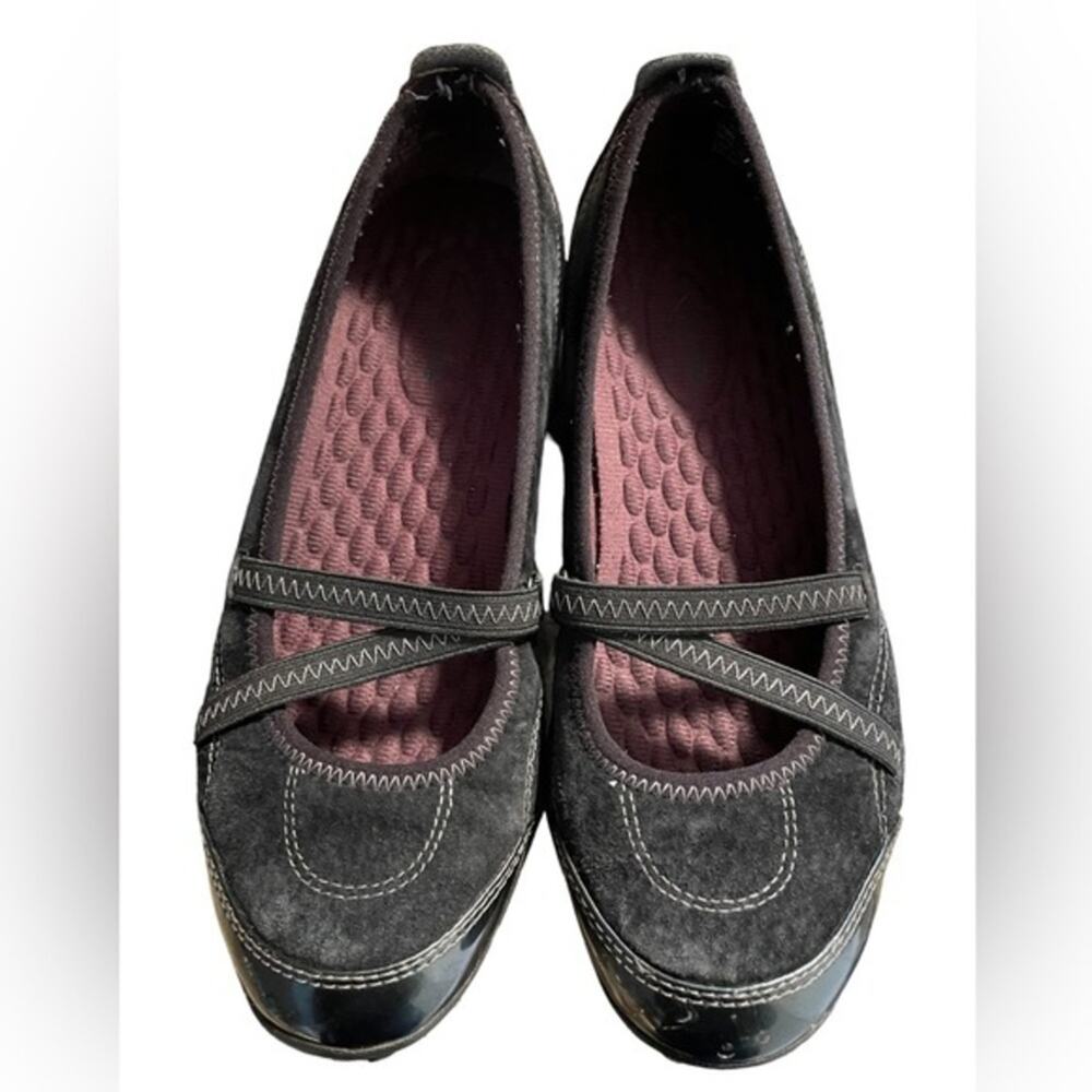 Clarks Privo Pateo Nubuck & Patent Leather Mary Jane‎ Comfort Shoes 6.5 Black
